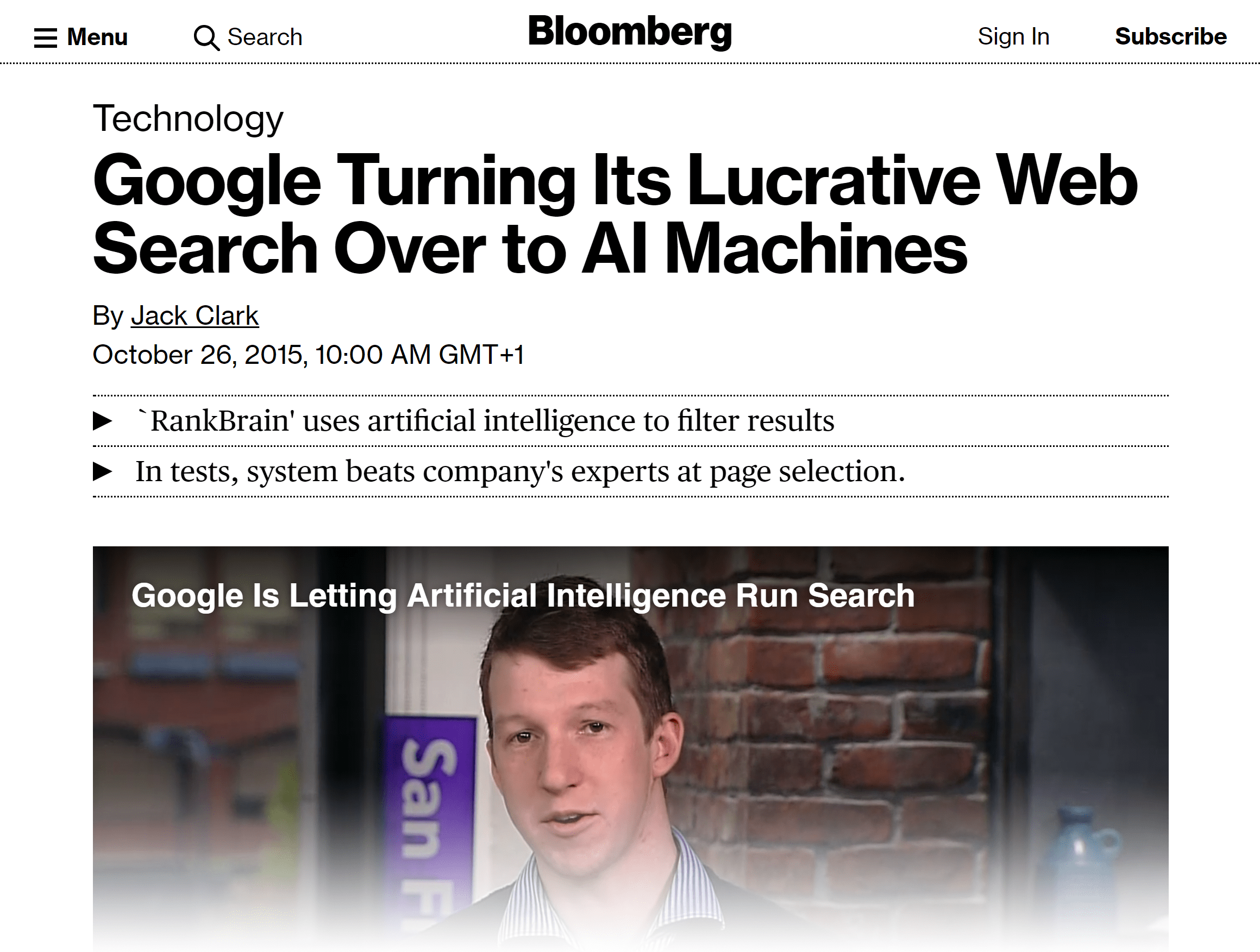 Bloomberg &ndash; RankBrain article