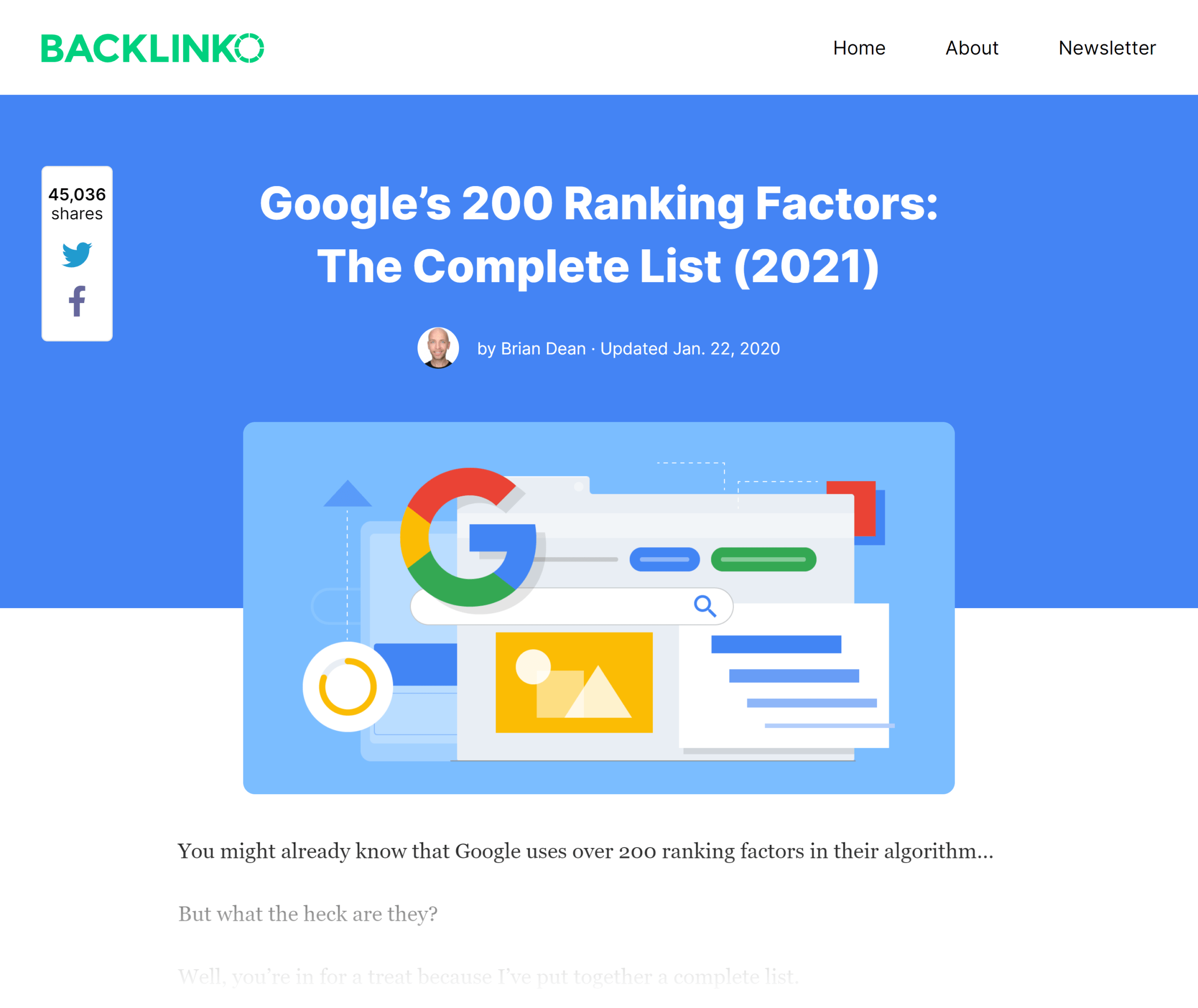 Backlinko &ndash; Google ranking factors