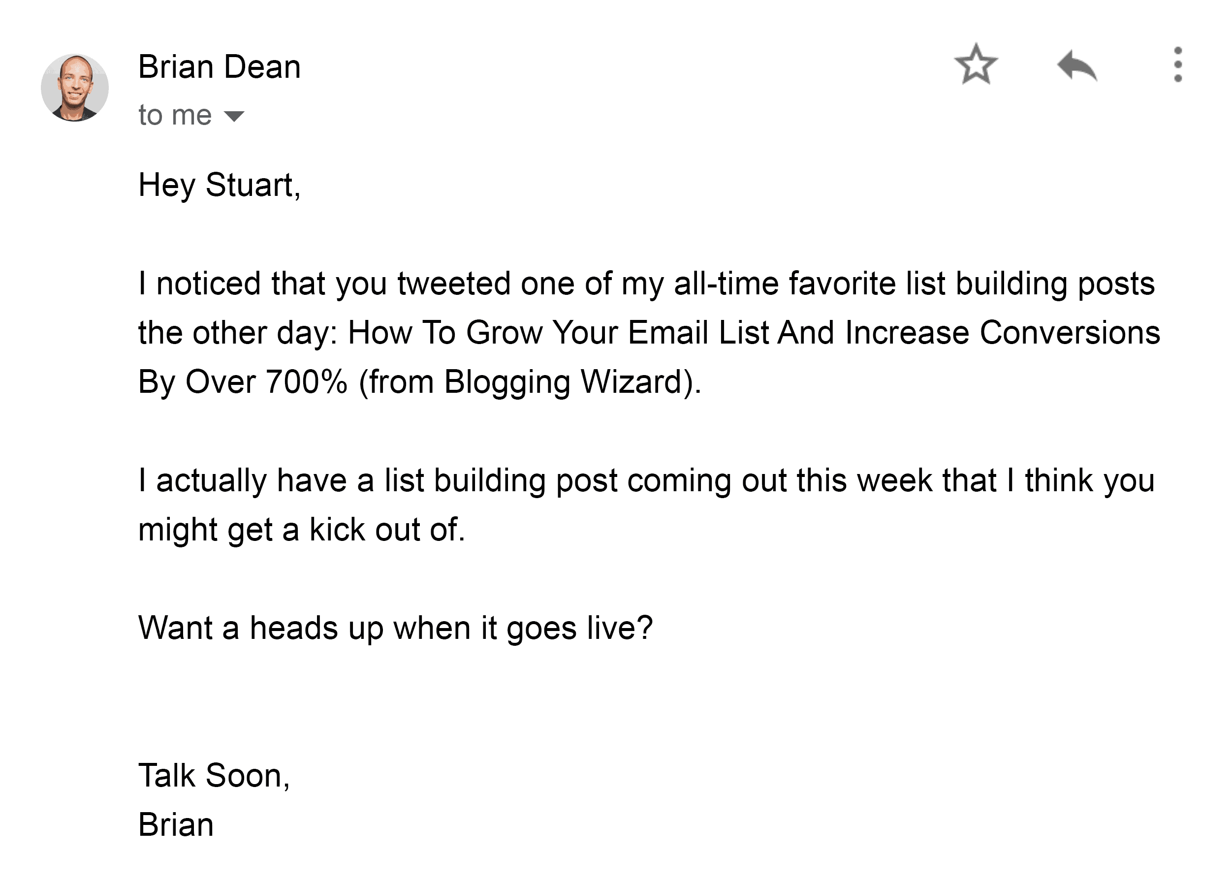 Brian's outreach email &ndash; List building