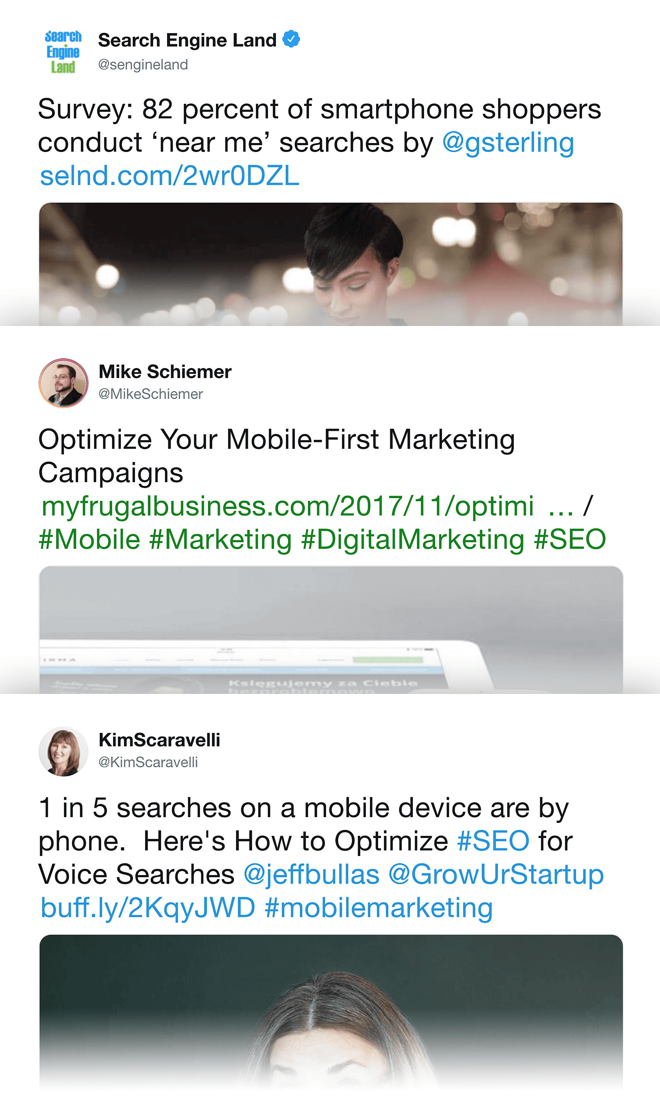 Bloggers sharing mobile SEO optimization content