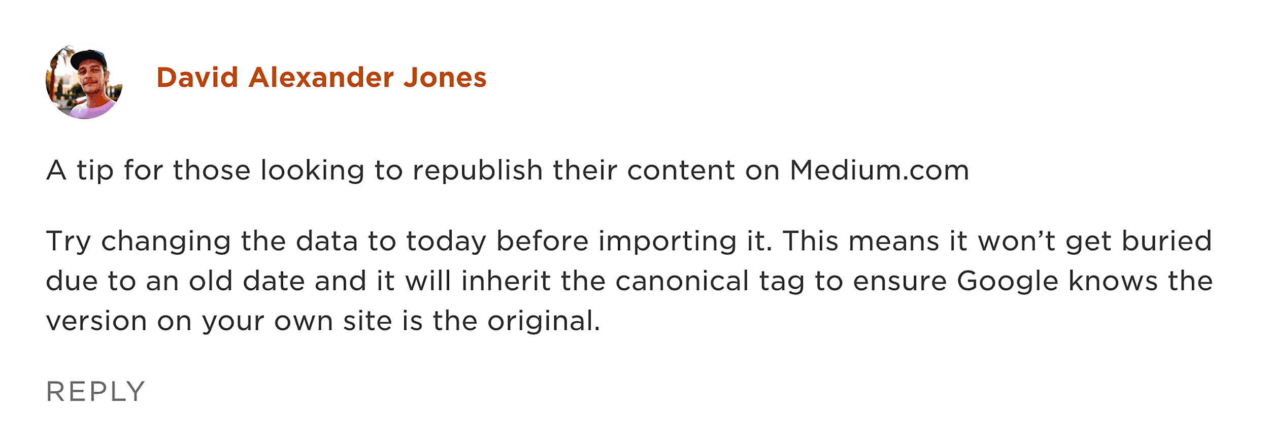 Comment on Backlinko blog